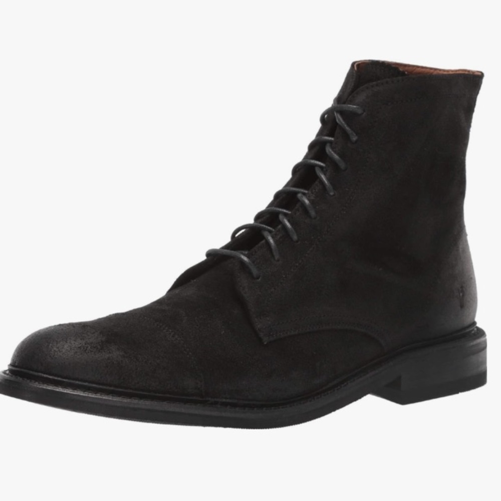 Frye Black Suede Seth cap toe Boots Size 10D  ( Men's )